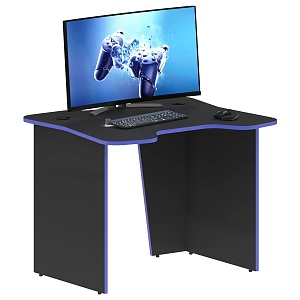 Игровой компьютерный стол SKILLL SKL 100CB, антрацит/синий, 1000х850х755 мм